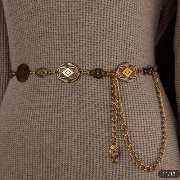 Tassel Chain Coin Belts Metal Waist Chains Belt Women Casual Fashion Accessories - Picture 1 of 3